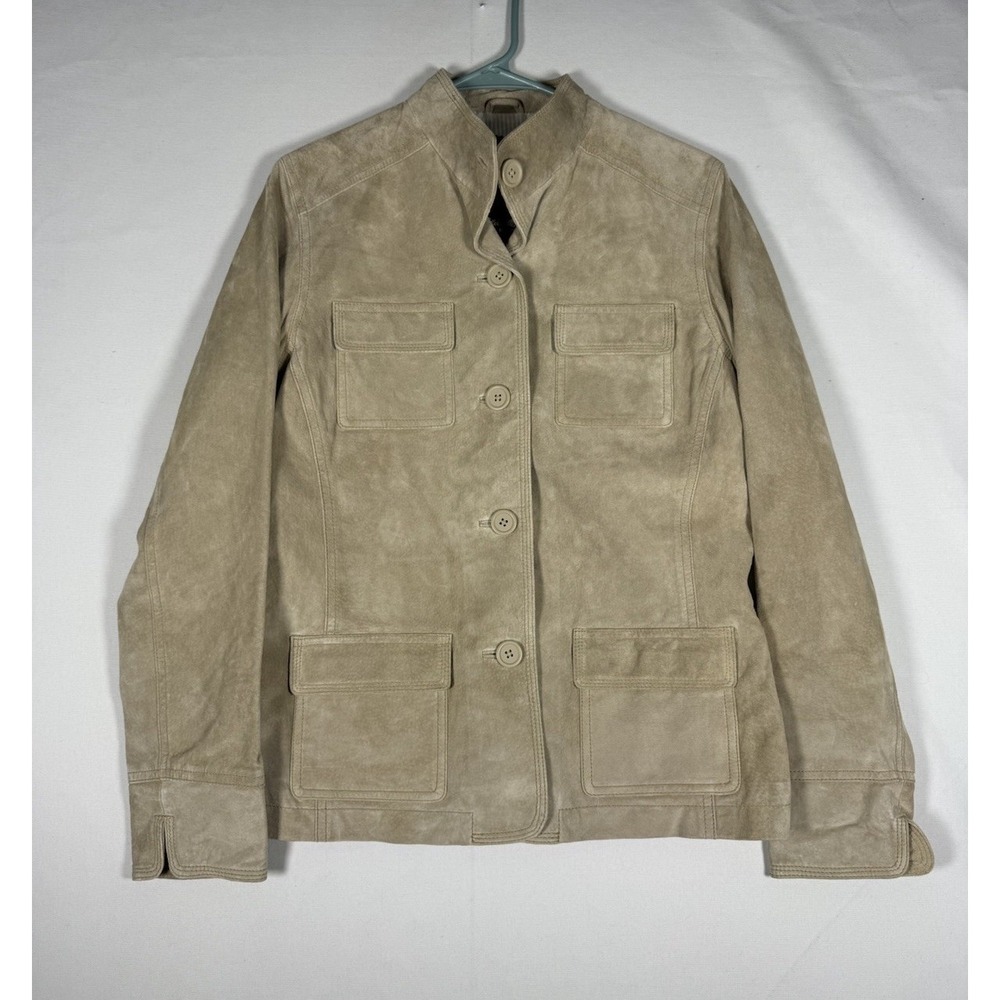 NWT Eddie Bauer Seattle Suede Leather Jacket Women's Medium Wheat Retro Coat
